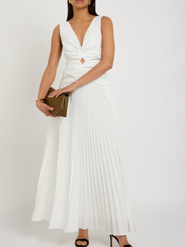 Best Simkhai Vivianne Midi Dress Us4 Kelly Green Cotton Pleated Cocktail Party